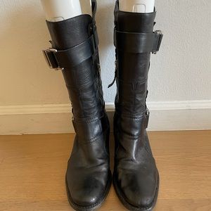 Vera Wang Lavender Leather Moto Boots
